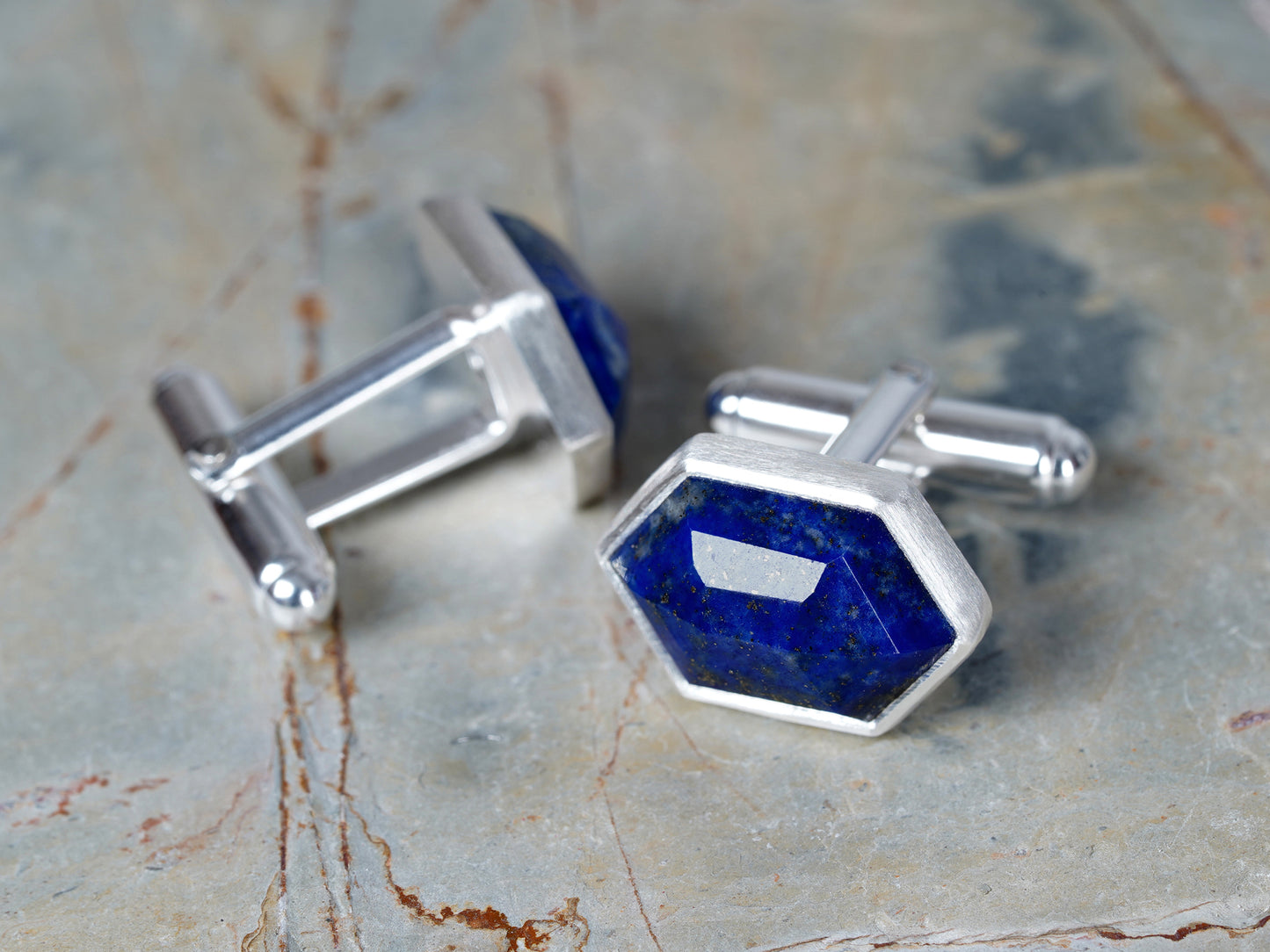 Lapis Lazuli Cufflinks in Sterling Silver