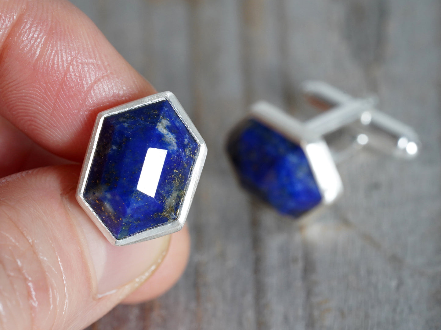 Lapis Lazuli Cufflinks in Sterling Silver