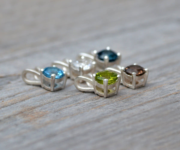 Blue Topaz Necklace in Sterling Silver, November Birthstone Necklace