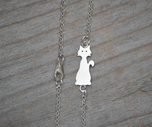 Cat Bracelet in 925 Sterling Silver, Silver Cat Anklet