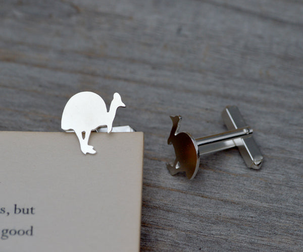 Southern Cassowary Cufflinks in Sterling Silver