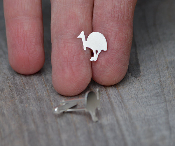 Southern Cassowary Cufflinks in Sterling Silver