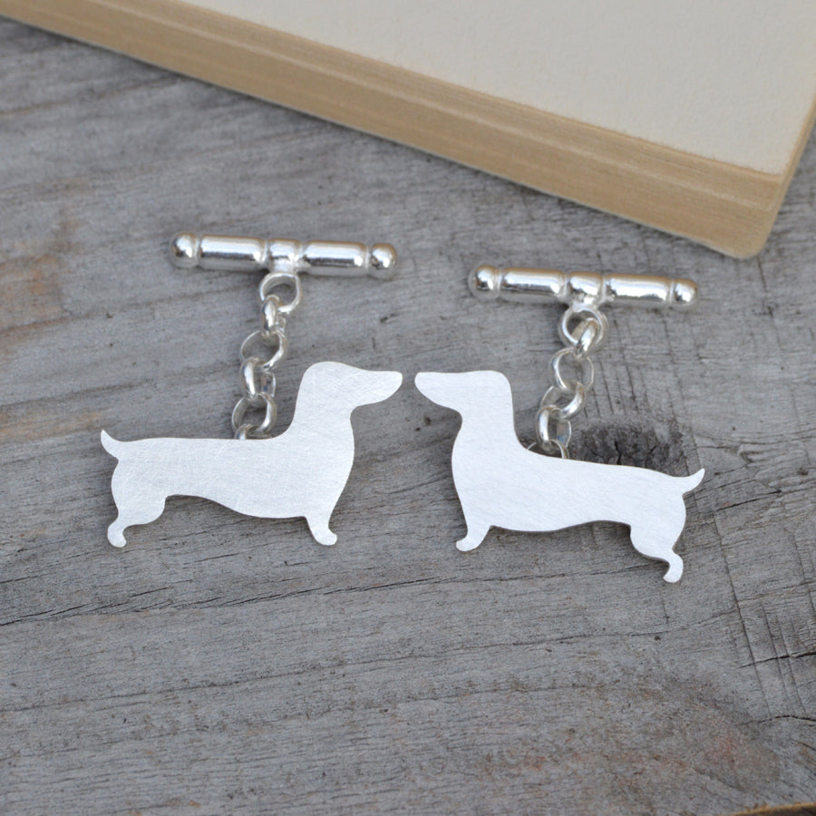 Dachshund Cufflinks in Sterling Silver