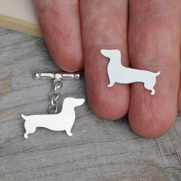 Dachshund Cufflinks in Sterling Silver