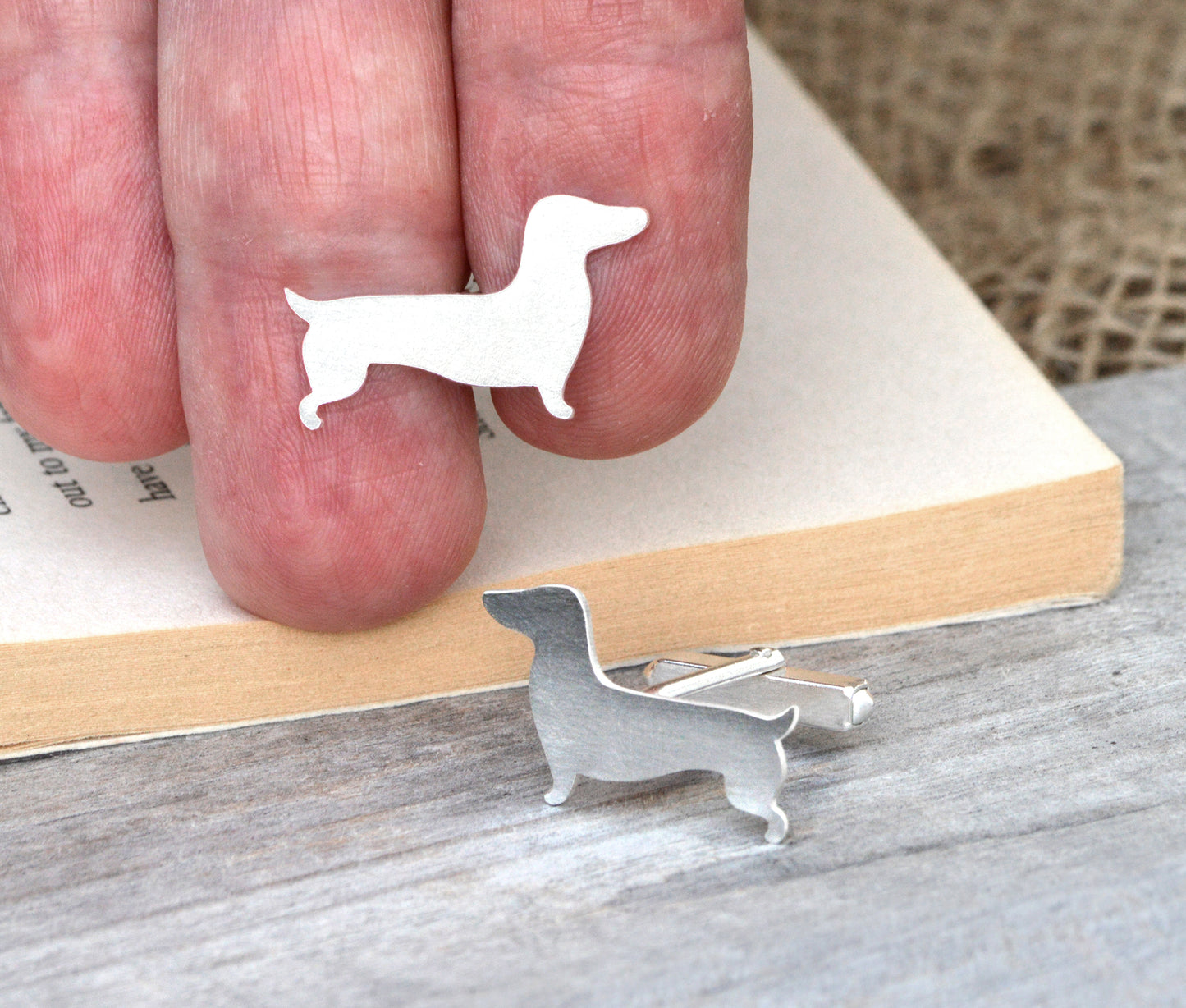 Dachshund Cufflinks in Sterling Silver