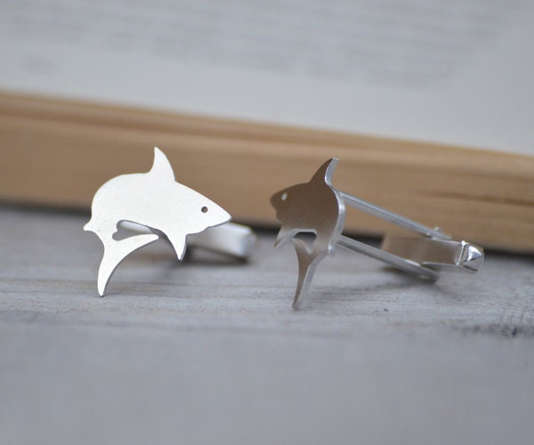 Shark Cufflinks in Sterling Silver, Animal Cufflinks