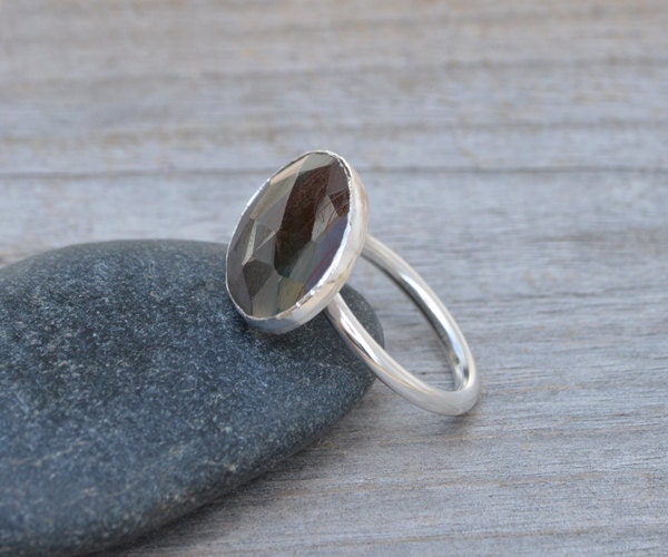 Large Sapphire Ring in Sterling Silver, Bi Coloured Sapphire Cocktail Ring, 6.65ct Sapphire Ring