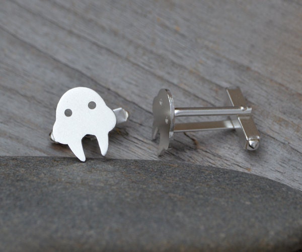 Walrus Cufflinks in Sterling Silver, Personalized Walrus Cufflinks