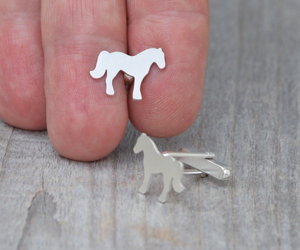 Horse Cufflinks in Sterling Silver, Silver Horse Cufflinks