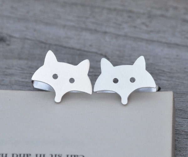 Fox Cufflinks in Sterling Silver, Silver Fox Cufflinks