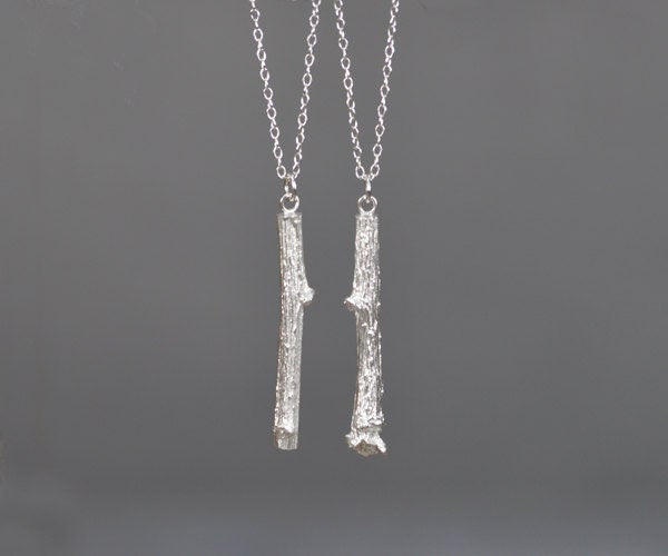 Apple Twig Necklace in Sterling Silver, Silver Apple Twig Necklace