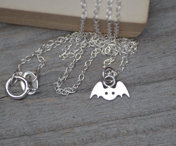 Bat Necklace in Sterling Silver, Silver Bat Necklace