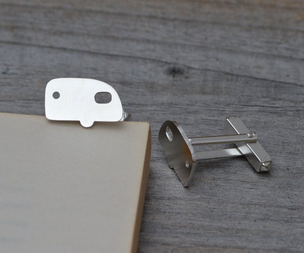 Caravan Cufflinks in Sterling Silver, Personalized Caravan Cufflinks