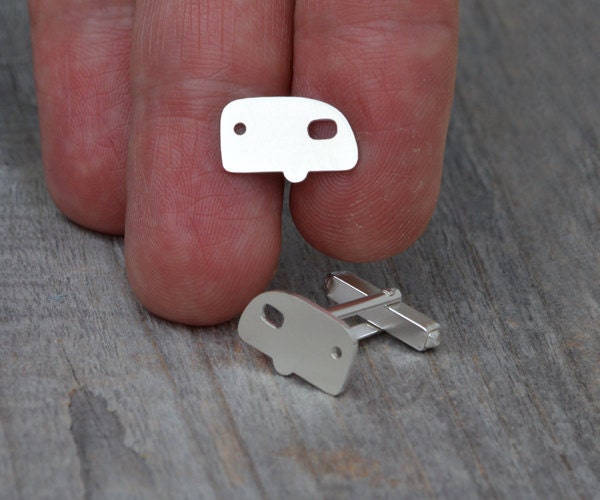 Caravan Cufflinks in Sterling Silver, Personalized Caravan Cufflinks