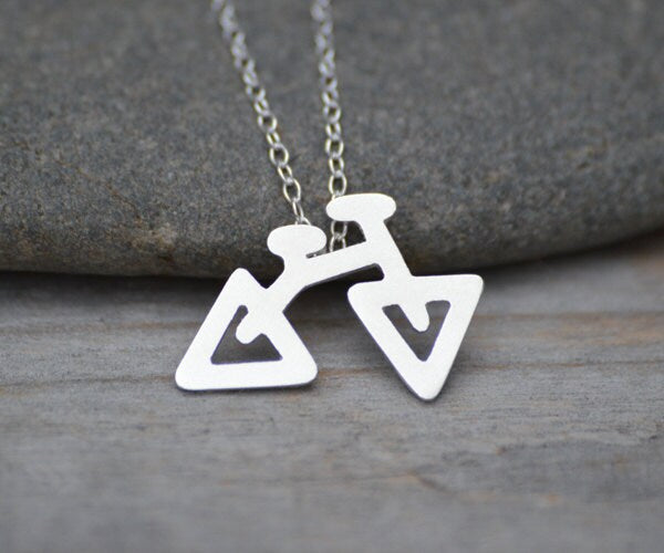 Bicycle Necklace in Sterling Silver, Triangular Bicycle Necklace