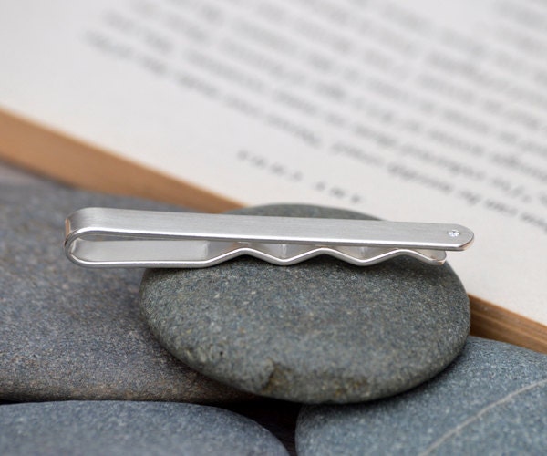 Diamond Tie Slide, Diamond Tie Clip, Diamond Jewelry for Him