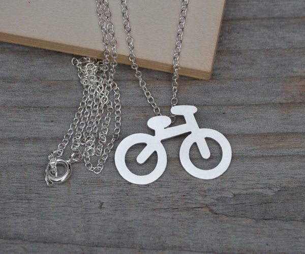 Bicycle Necklace in Sterling Silver, Silver Bicycle Necklace
