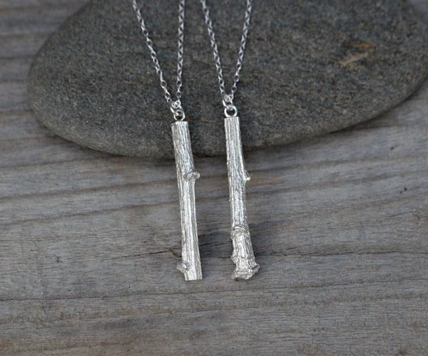 Apple Twig Necklace in Sterling Silver, Silver Apple Twig Necklace