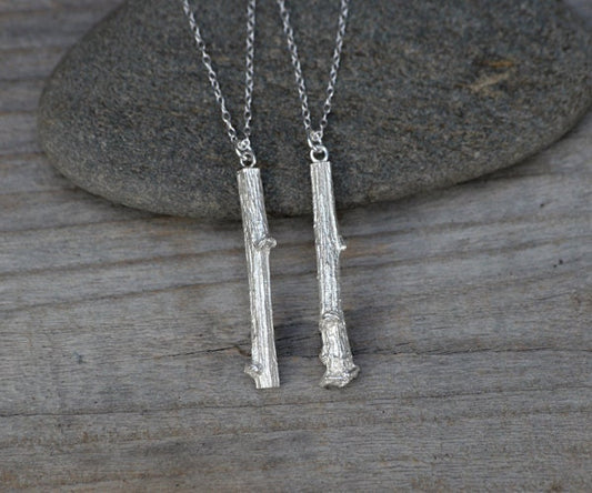 Apple Twig Necklace in Sterling Silver, Silver Apple Twig Necklace