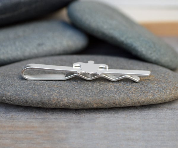 Sea Turtle Tie Clip in Sterling Silver, Sea Turtle Tie Slide, Personalized Turtle Tie Clip