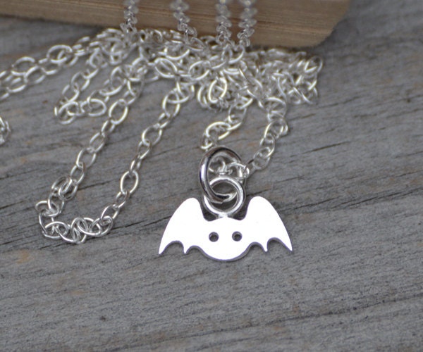 Bat Necklace in Sterling Silver, Silver Bat Necklace