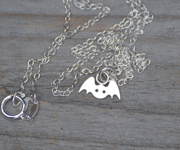 Bat Necklace in Sterling Silver, Silver Bat Necklace