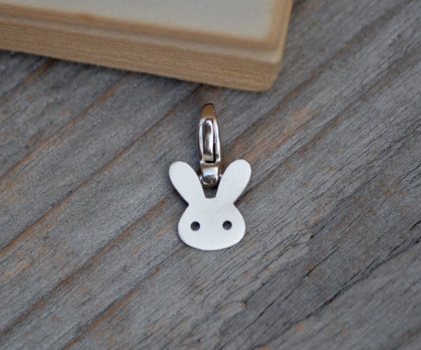 Rabbit Charm in Sterling Silver, Straight Ear Rabbit Charm