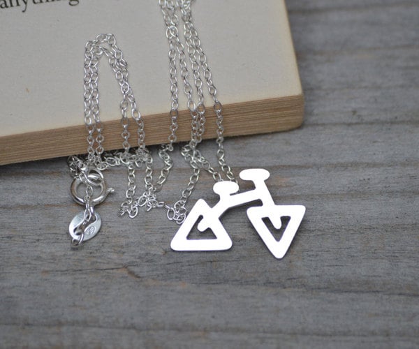 Bicycle Necklace in Sterling Silver, Triangular Bicycle Necklace