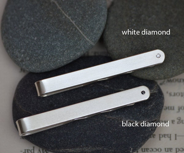 Diamond Tie Slide, Diamond Tie Clip, Diamond Jewelry for Him