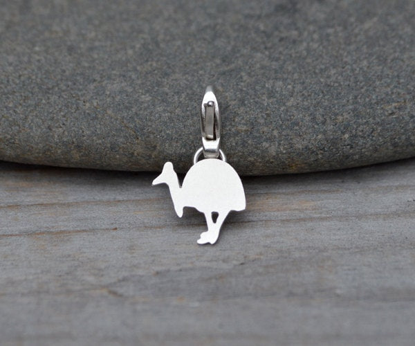 Southern Cassowary Charm in Sterling Silver, Silver Animal Charm