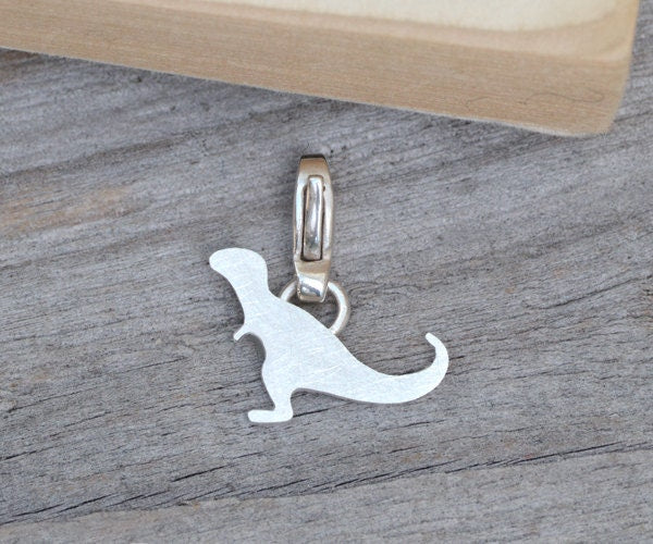 T-Rex Dinosaur Charm in Sterling Silver, Silver Dinosaur Charm