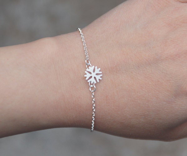 Snowflake Bracelet in Sterling Silver, Silver Snowflake Anklet