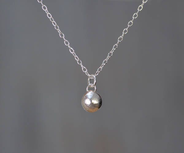 Silver Dewdrop Necklace, Silver Pebble Necklace