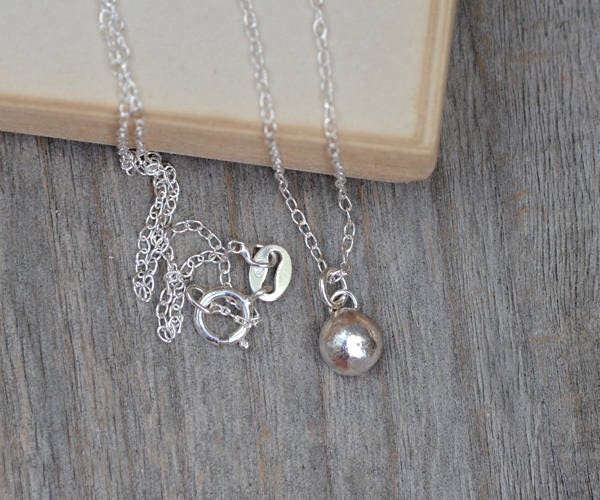 Silver Dewdrop Necklace, Silver Pebble Necklace