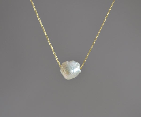 Fresh Water Pearl Necklace in 9ct Yellow Gold, June Birthstone Necklace, Baroque Pearl Necklace