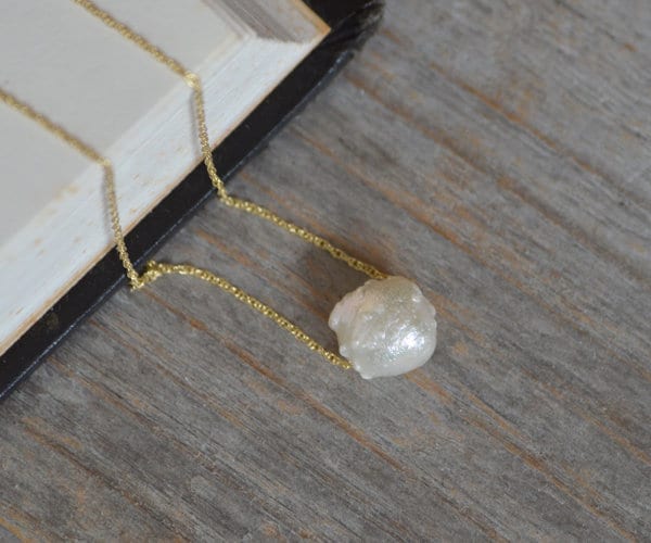 Fresh Water Pearl Necklace in 9ct Yellow Gold, June Birthstone Necklace, Baroque Pearl Necklace