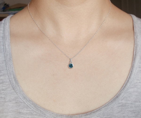 London Blue Topaz Necklace in Sterling Silver, November Birthstone Necklace, Birthstone Necklace