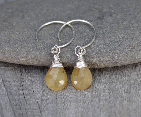 Yellow Sapphire Dangle Earrings, September Birthstone Earrings