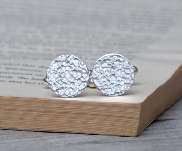 Textured Cufflinks in Sterling Silver, Classic Cufflinks with Texture