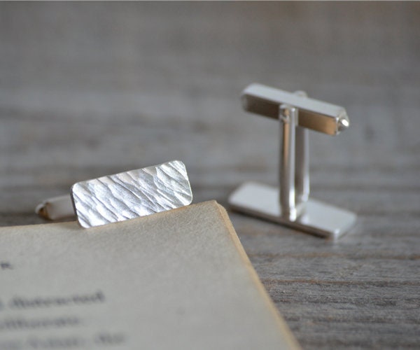 Textured Cufflinks in Sterling Silver