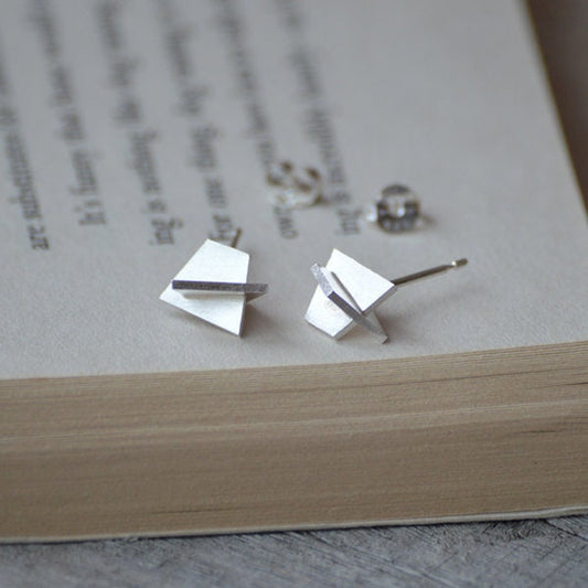 Wearable Sculpture Stud Earrings, Silver Sculptural Ear Posts