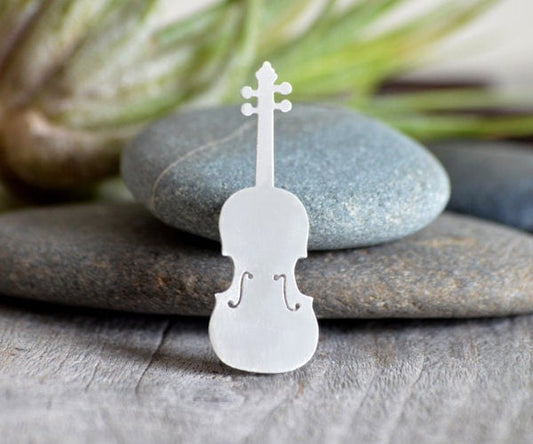 Violin Brooch in Sterling Siver, Silver Violin Brooch