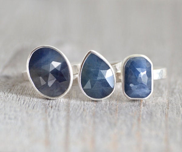 Honeycomb Rose Cut Sapphire Ring, 5.95ct Cushion Shape Sapphire Ring