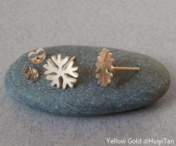 Snowflake Stud Earrings in Sterling Silver, Silver Snowflake Ear Posts