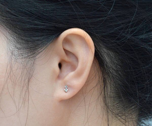 Tiny Fleur De Lis Stud Earrings, Small Silver Ear Posts