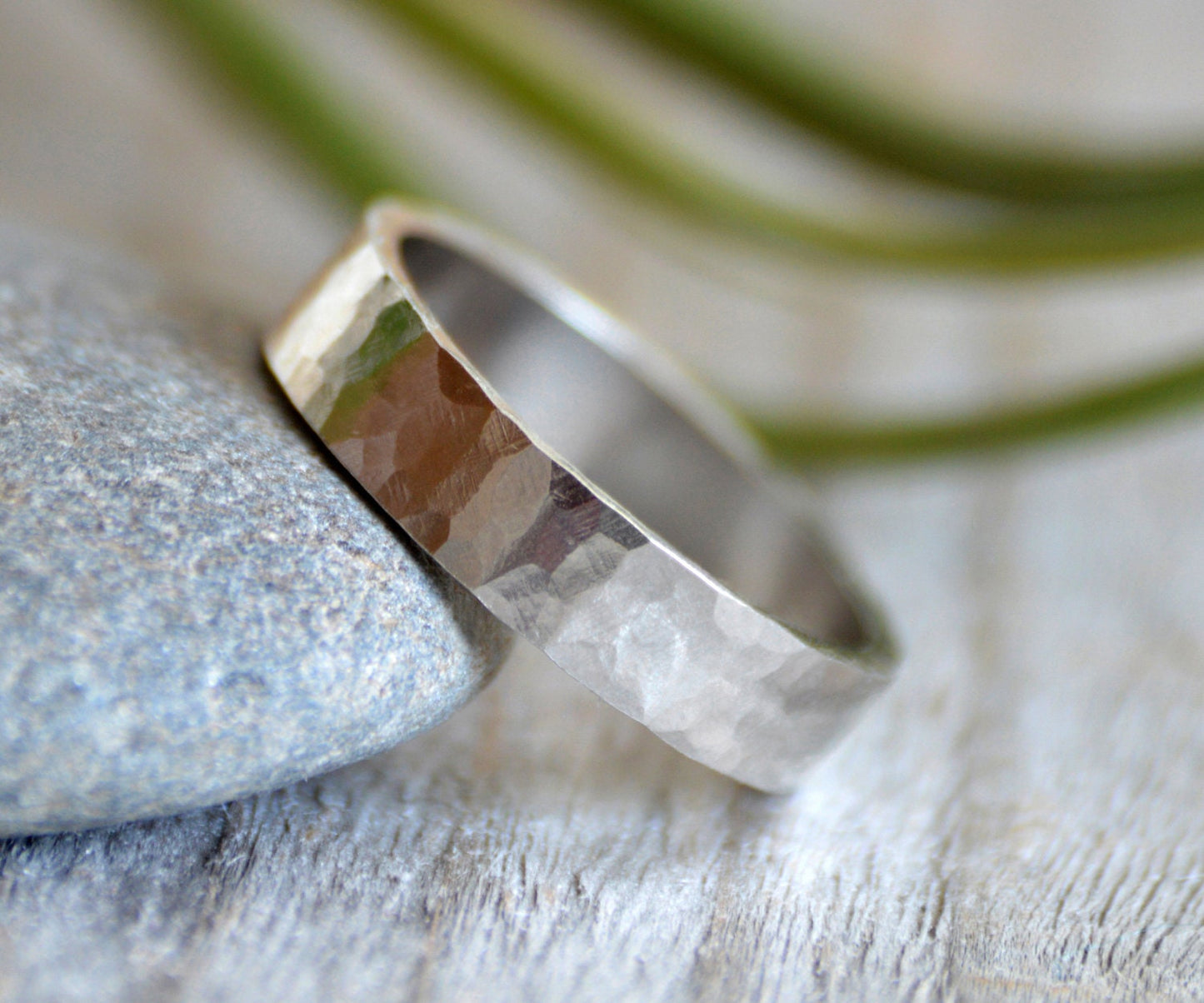 4mm Wedding Band, Hammered Effect Wedding Ring, Rustic Wedding Band