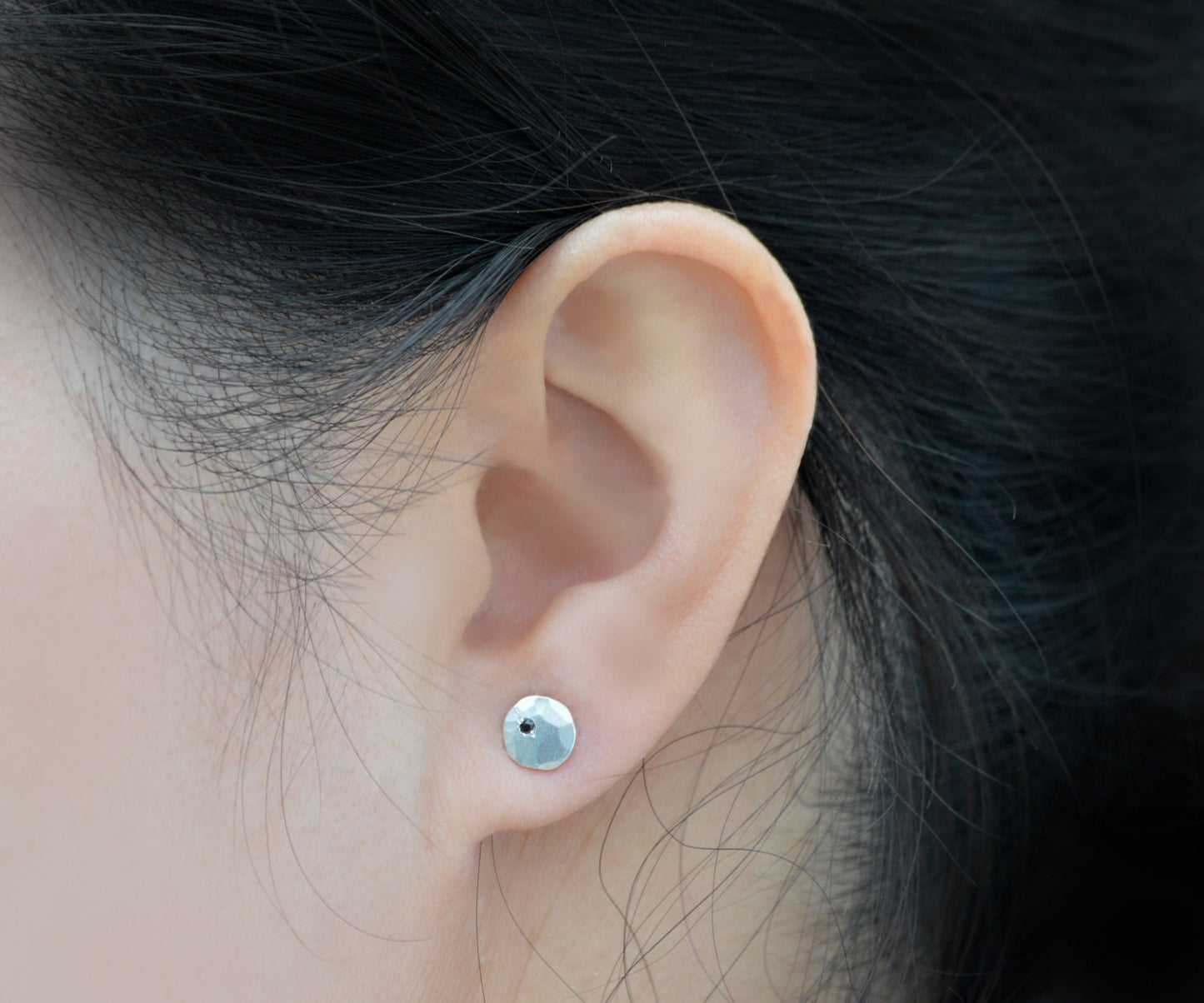 Rustic Stud Earrings with Sapphires, Small Sapphires Ear Posts