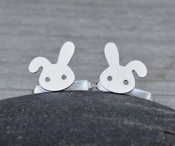 Rabbit Cufflinks in Sterling Silver, Bunny Cufflinks, Personalized Cufflinks