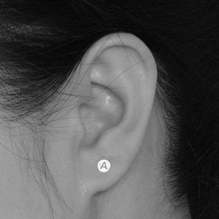 Personalized Initial Stud Earrings in Sterling Silver, Message Ear Post, Personalized Stud Earrings