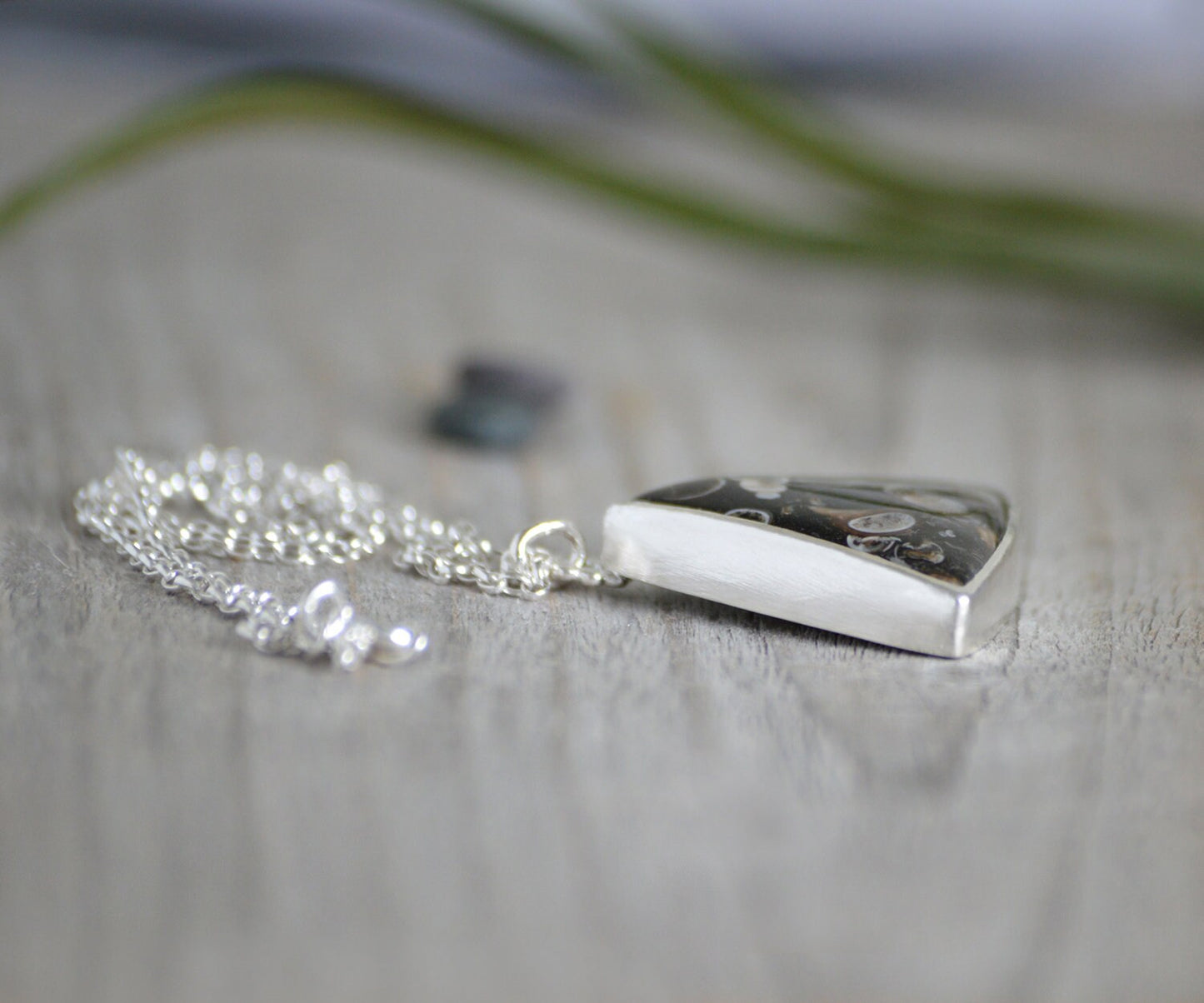 Triangular Turritella Agate Necklace, Large Agate Necklace